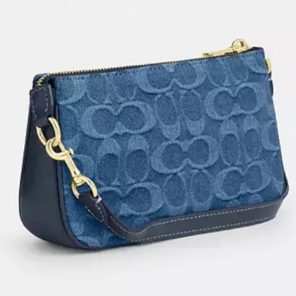 🔥NEW COACH Nolita 19 In Signature Denim, Navy Leather Trim, Gold Hardware - Picture 3 of 9